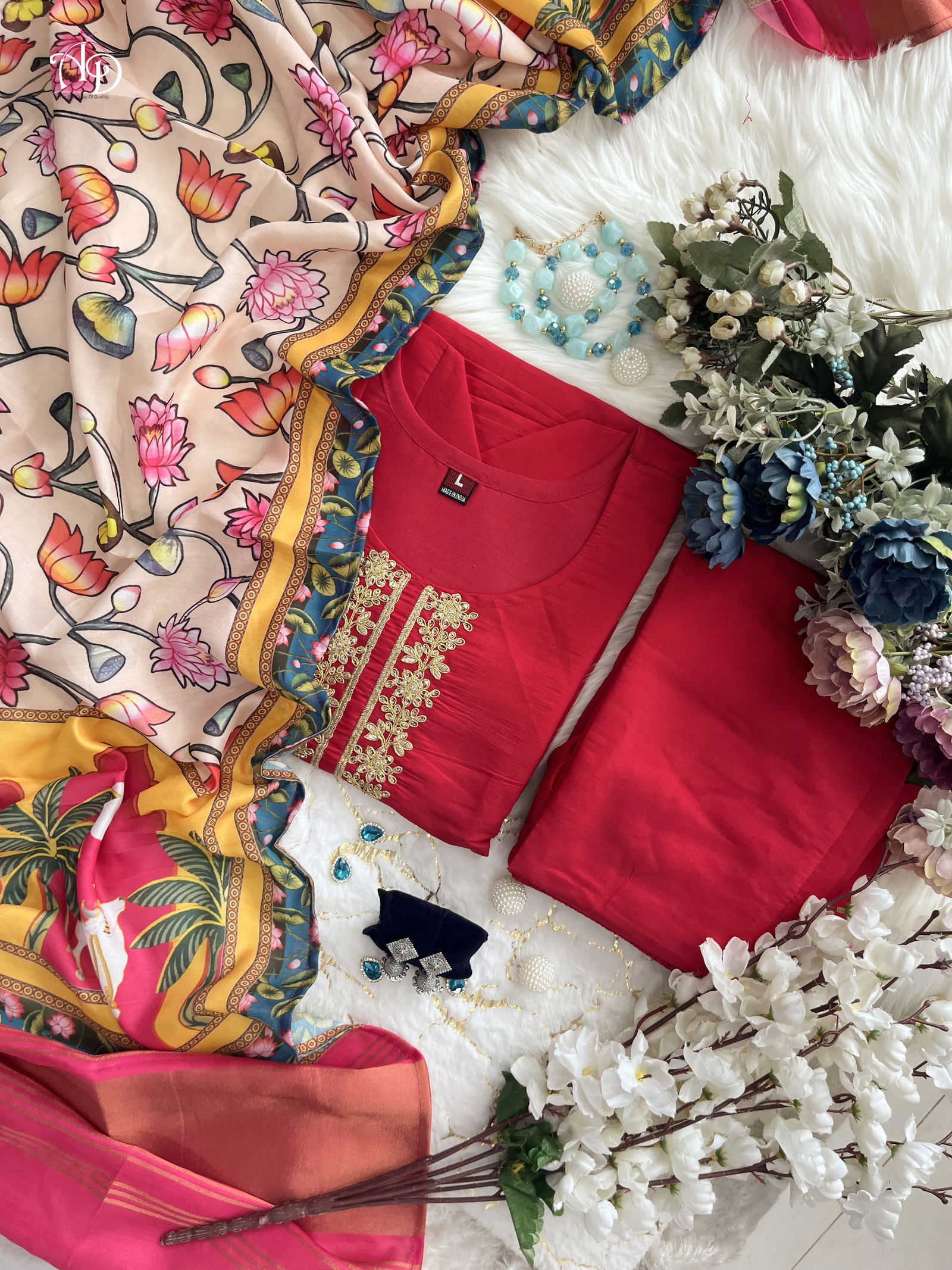 Akshar Vijay Laxmi Embroidery Kurti With Bottom Dupatta Wholesale Shop In Surat